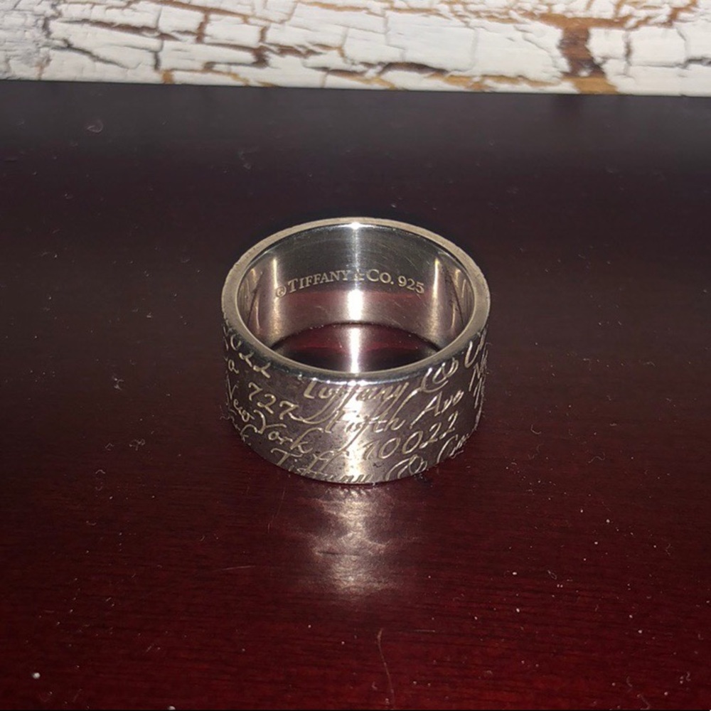 Authentic Tiffany & Co. Silver Wide Notes Ring
